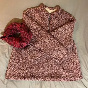 NWOT Red/White Speckled Sweater